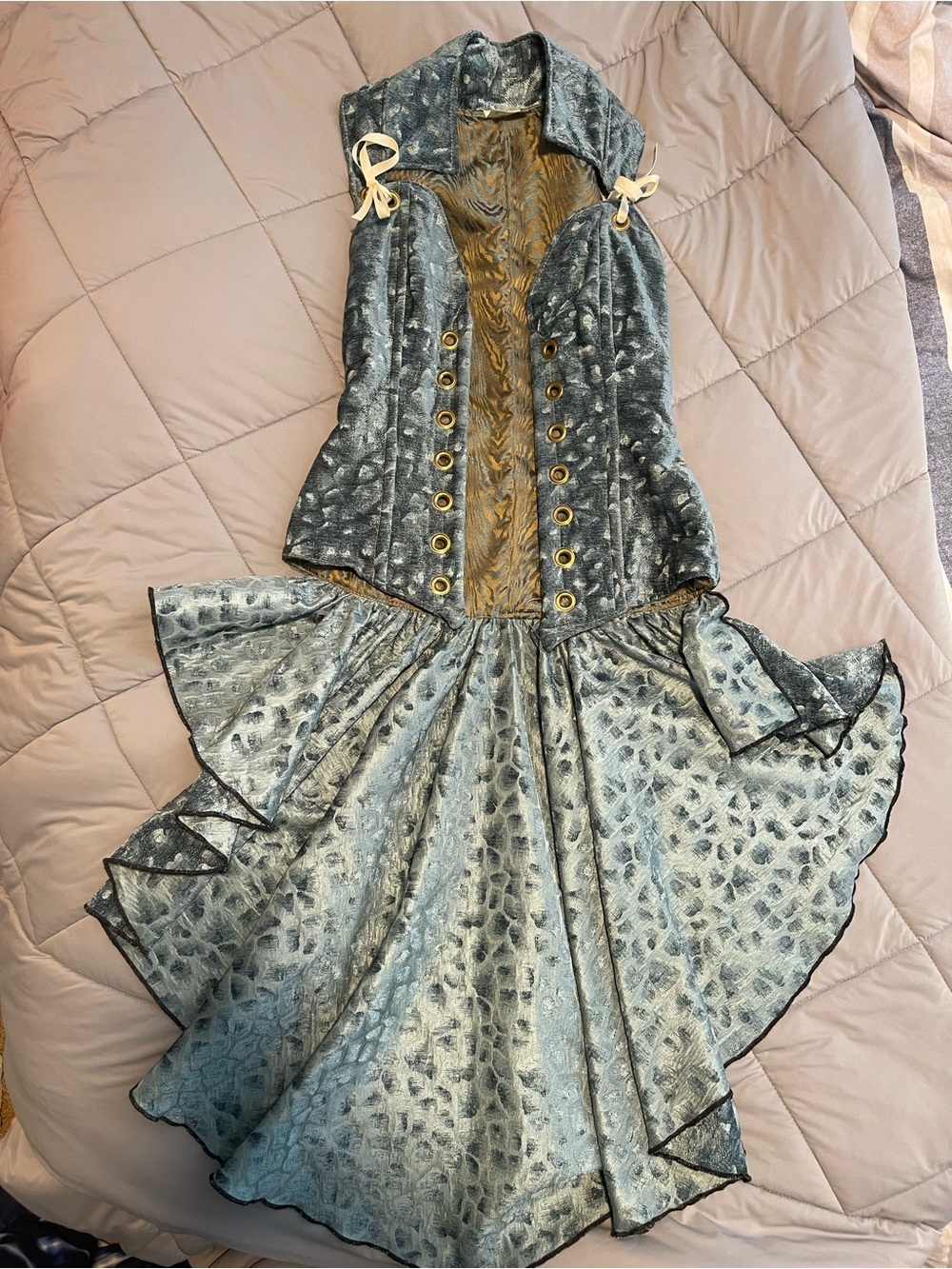 Damsel in this Dress Peplum Courtier in Blue Brushstroke
